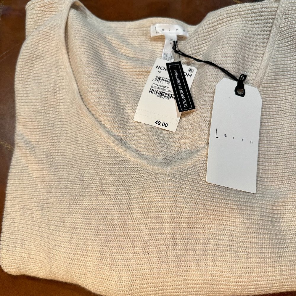 Leith Light Weight Cream Colored Sweater Size 1X NWT